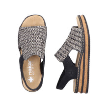 Load image into Gallery viewer, Rieker Sandal "Freya 3" black and white