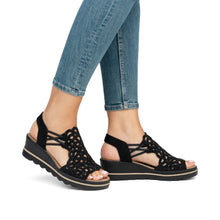 Load image into Gallery viewer, Rieker Sandal "Garbo' black
