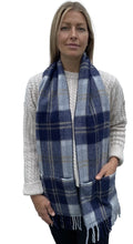 Load image into Gallery viewer, Heritage Handcrafted Woollens- Luxe-Lined Scarf- navy/grey

