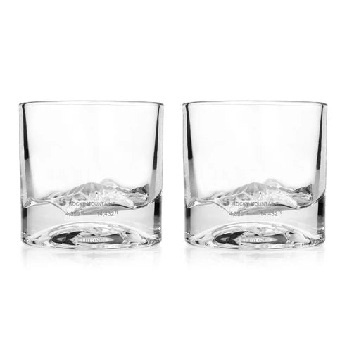 Rocky Mountains Crystal Whiskey Glasses set of 2