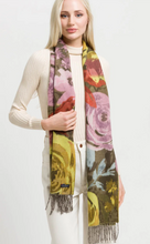 Load image into Gallery viewer, Cashmink Scarf &quot;Romantic Floral&quot; Chartreuse - V.Fraas
