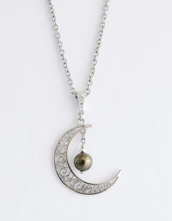 Moon and Pyrite Necklace by BEL