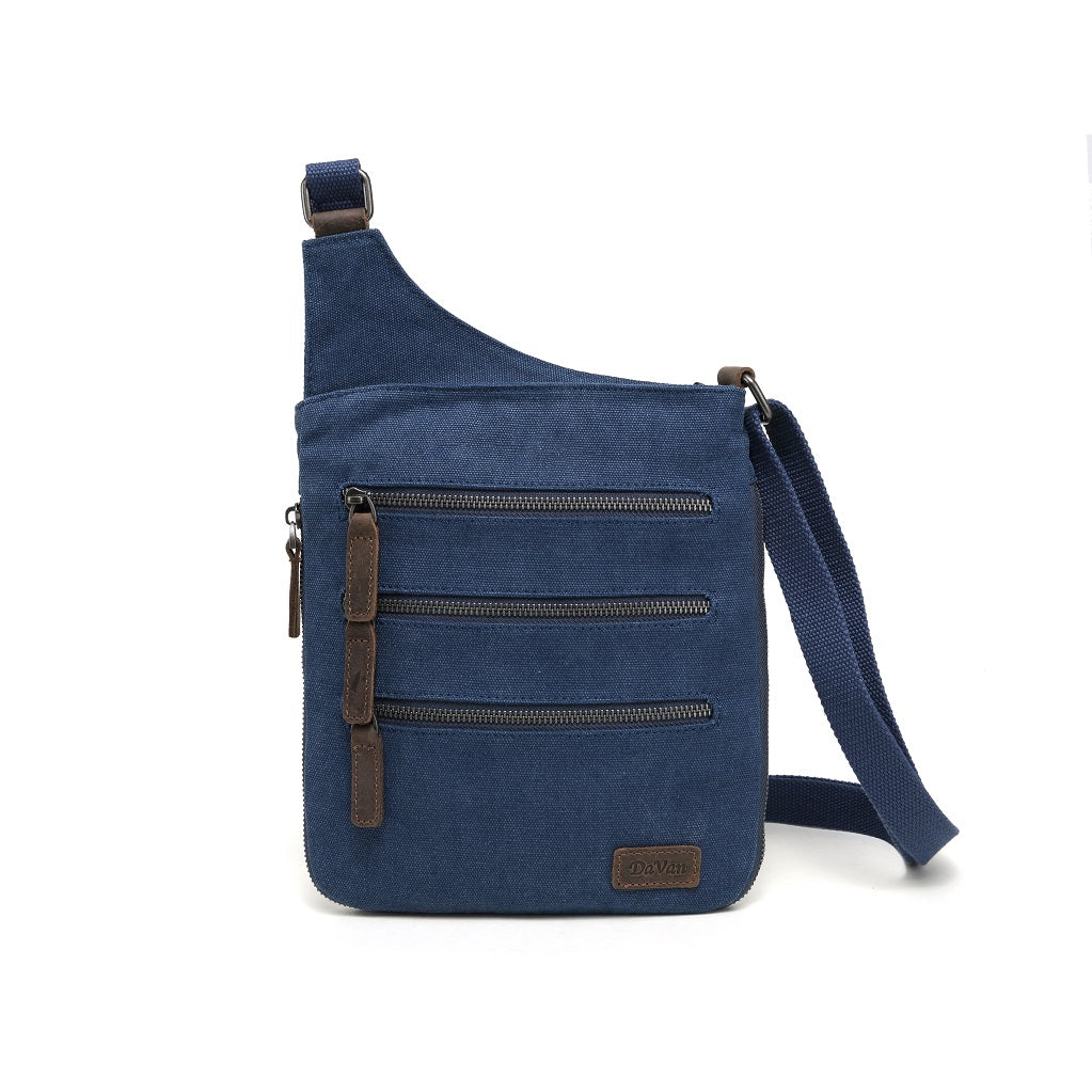 DaVan Purse - Small Canvas Shoulder Bag - Blue
