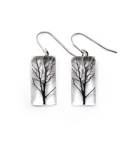 Black Drop Designs - Small Tree Earrings