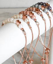 Load image into Gallery viewer, Cinch Bracelets Rose Gold Plated,  Czech Glass Pearl, BEL Jewellery
