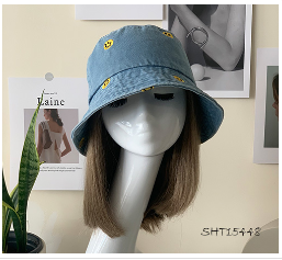 Picabo Bucket Hat - Denim Smiley